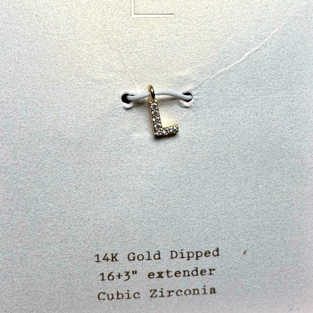 14k Gold-Dipped Cubic Zirconia ‘L’ Necklace